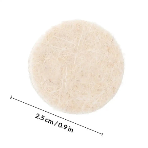 Close-up of a single wool felt polishing wheel, 2.5 cm diameter, from 120 Piece Wool Felt Polishing Wheels Kit With Mandrel Shank For Rotary Polisher Buffing Wheels A Real Workhorse For Metal Plastic Jewelry Finishing And Buffing In Tight Spots And Small Parts.