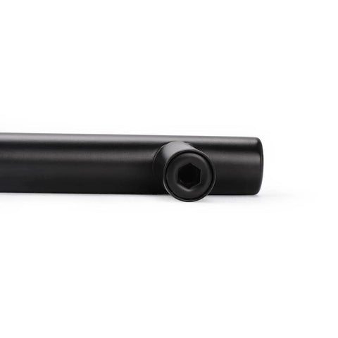 Close-up of 10 Pack 256mm Center To Center Black Bar Cabinet Pulls Modern T Bar Handles made from hollow stainless steel, side view