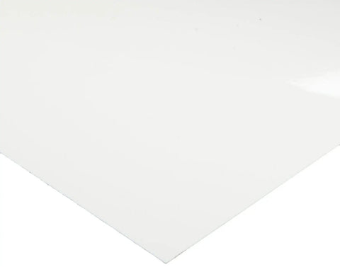 Close-up view of PVC Shim Stock Flat Sheet White Heavy-Duty 0.025 Inch Thick 10 Inch Wide 20 Inch Long Meets Fed L-P-535 Standard.