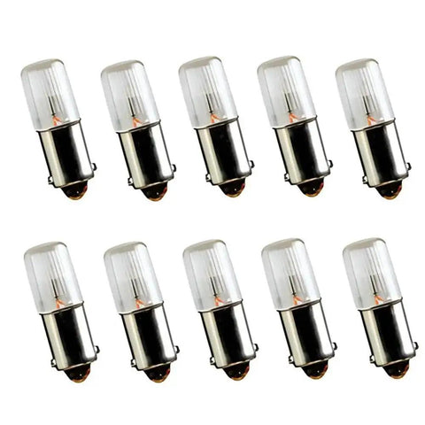 Ten Pack Neon Indicator Light Bulbs 0.25W NE51H B2A T3.25 BA9s Amber 105-125V arranged in two rows