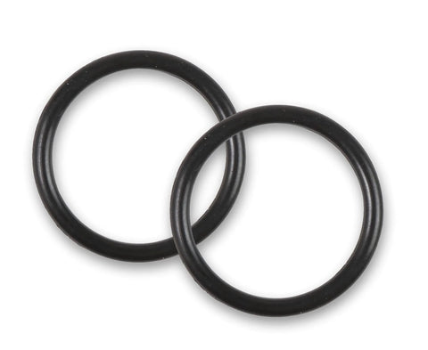 Two black rubber O-rings, circular seals for computer water-cooling tubing fittings.