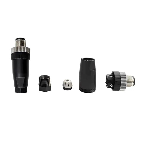 Exploded view of M12 4 Pin Waterproof Male Circular Connector IP67 for Field Wiring, showing screw joint installation components.
