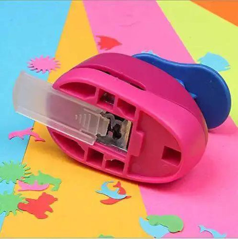 Spring Action Five Eighth Inch Circle Paper Punch For Crafting on colorful paper background with cut-out shapes