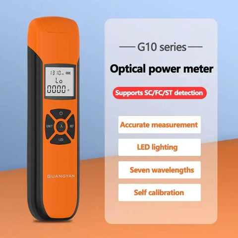 Fiber Optic Power Meter For Testing With Seven Wavelengths Minus 70 To Plus 10 dBm Range showing LED display and features