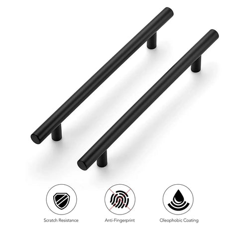 30 Pack Matte Black Cabinet Handles And Dresser Pulls 8 13/16 Inch Length With 6 1/4 Inch Center To Center Holes Stainless Steel Kitchen