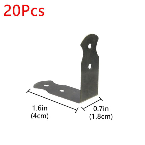 1.6 By 0.7 Inch Right Angle Corner Protector Set Of 20 With Mounting Screws, Iron Bronze Finish, side view, metal bracket