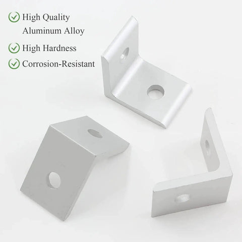 10 Pack Inside Corner Brackets For 2020 Aluminum Extrusion, 2 Hole L Shape Connectors, Silver Anodized Aluminum Alloy, Rust Resistant