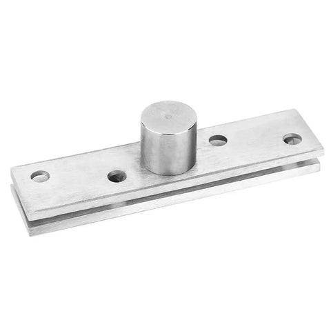 360 Degree Concealed Pivot Hinges Set Stainless Steel 3.9 Inch Center Shaft 2 Pack Hidden Door Pivot System For Secret Doors And Bookcases Durable Heavy Duty Hardware For Smooth Rotation And Modern Hidden Access shown flat with four holes on plate.
