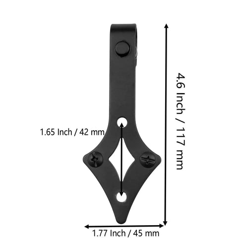 Heavy Duty Cabinet Sliding Barn Door Hardware Kit With J Shape Hanger Type 2 for TV stands, carbon steel, frosted finish, dimensions shown