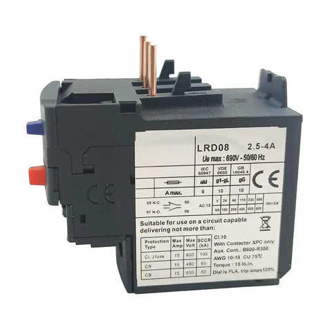 Thermal Overload Relay 2.5 To 4 Amp For LC1D09-38 Contactor, durable industrial grade, protects motors, reduces downtime, easy retrofit.