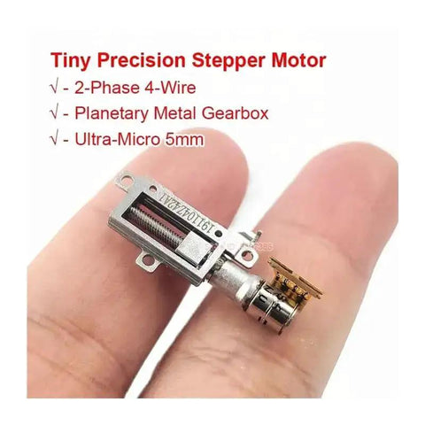 Ultra Micro 5mm Stroke Linear Actuator With 5mm Travel, 2 Phase 4 Wire Stepper Motor, Precision Metal Gearbox shown in hand