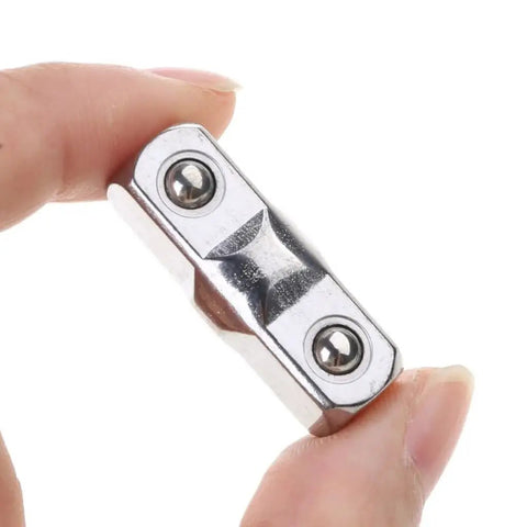 Close-up of URTERYSER 3/8-inch socket sleeve adapter with hex connector; chrome-plated metal for electric wrench extension rod