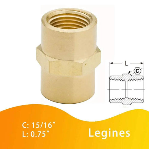 Brass 1/8 Inch NPT Female To Female Straight Pipe Coupling Fitting Pack Of 2 For High Pressure Systems SAE Dryseal Threads