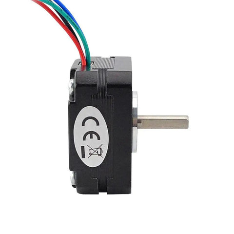 Compact Short Body Nema 17 Bipolar Stepper Motor 1A side view with wires, ideal for 3D printers and CNC builds