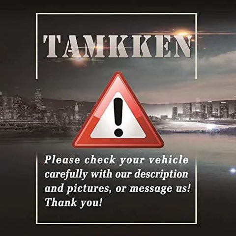 Warning sign with text "Please check your vehicle carefully with our description and pictures, or message us!"