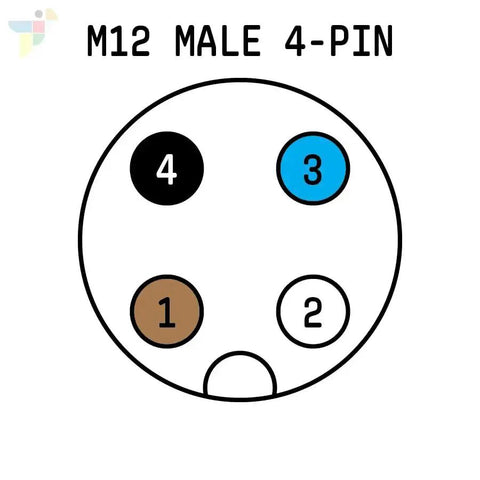 M12 Male 4-Pin A Coded Connector Diagram for M12 Male to M8 Female Sensor Adapter