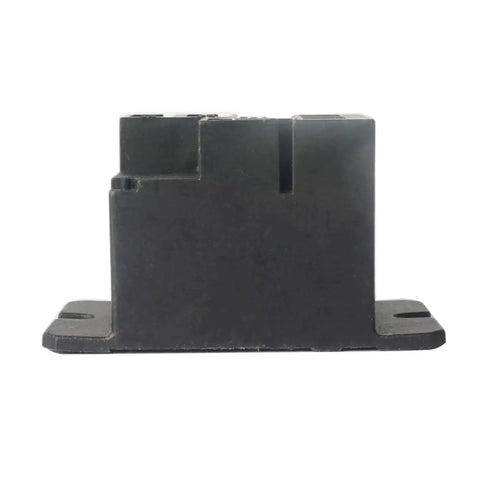 12V DC General Purpose Power Relay 30A 250VAC Rating with black housing, flanged cover, and quick terminals, side view.