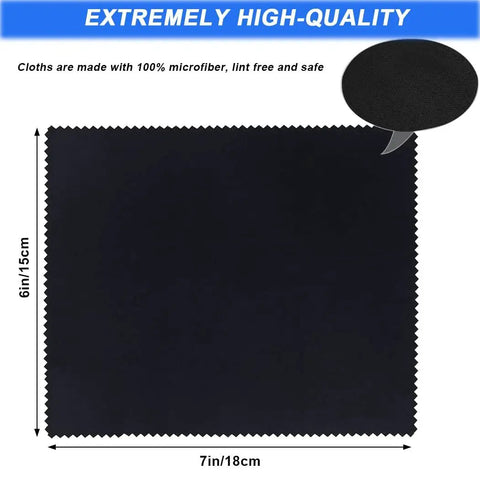 Microfiber Cleaning Cloths 6x7 Inches, 20 Pack in Vinyl Pouches for Glasses and Screens, showing product dimensions