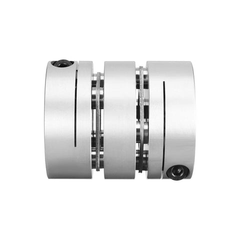 uxcell motor shaft clamp-tight diaphragm coupling, 10mm to 19mm bore, silver