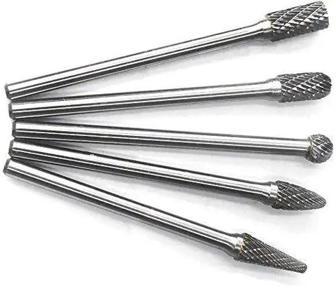Heavy Duty 5 Piece Carbide Burrs Set JESTUOUS Pro Grade One Quarter Inch Shank Extended Long Double Cut Edge For Die Grinder Bits