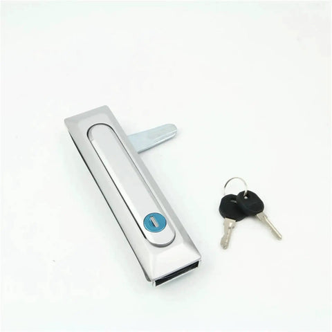 Close-up of swing handle lock with keys for Electrical Switchboard Panel Enclosure With Industrial Rod Control And Compression Latch