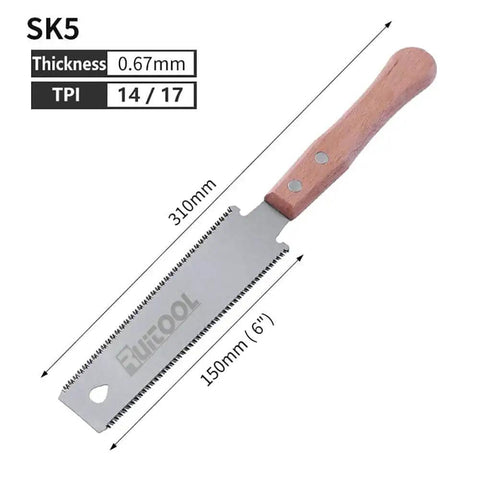 6 Inch Japanese Pull Saw Ryoba For Woodworking, Double Edge Hand Saw With Flexible SK5 Blade, 14 And 17 TPI, Beech Handle