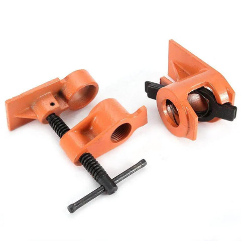 1 Inch Pipe Clamp Set With Cast Iron Jaws Vise Fixture For Woodworking Cabinets And Boxes Holds Wood Tight During Glue Ups DIY Friendly Clamp Kit For Wood Plastic Water Pipe Clamping On Home Or Shop Benches