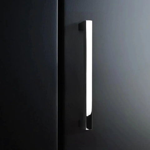 Five Pack Polished Chrome Cabinet Handles For Drawers And Cabinets, Solid Zinc Alloy Square Kitchen Cupboard Pulls installed on door