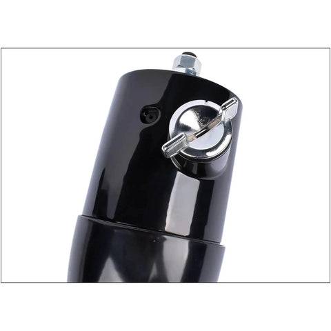 Close-up of GM 32 Inch Steering Column Floor Shift Replacement With Key 9 Hole Adapter Black showing key slot detail.