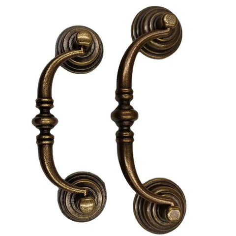 Antique Brass Cabinet Bar Pulls 4 Pack With 4.3 Inch Center To Center Vintage Retro Drawer Handles, Yellow Bronze Finish