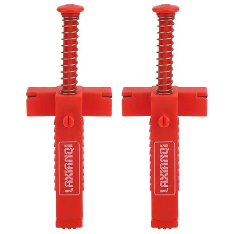 Two Piece Brick Line Puller Set With Leveling Wire Drawer Tool, DIY Friendly, Heavy Duty Masonry Clip Kit for Builders, red color