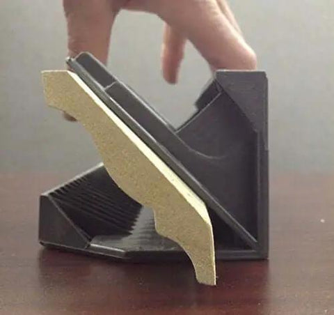 Yellow Crown Molding Cutting Jig With Protractor Four Easy Steps To Perfect Mitered Corners Eliminate Trial And Error