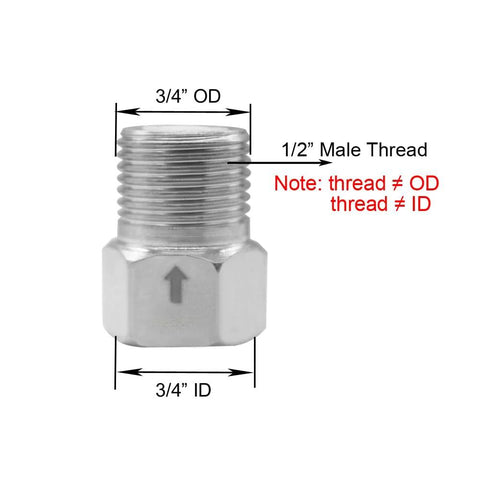 Stainless steel 1/2 in female to 1/2 in male check valve, one-way water backflow preventer, pack of 2, Amazon brand