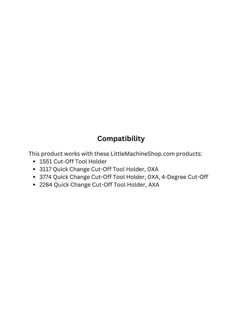 Compatibility list for Metal Lathe Cut Off Blade P1N 0.040 In x 1/2 In x 3.5 In M2 High Speed Steel HSS Pro Grade