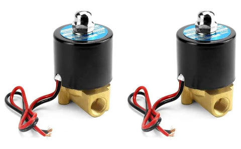 1/4 Inch NPT Brass Electric Solenoid Valve 12VDC Normally Closed 2-Pack For Water Air Gas Fuel And Oil With Viton Gasket visible in pair