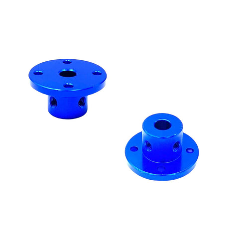 Aluminum flange shaft couplings for 6mm shaft, blue, set of 2 with grub screws