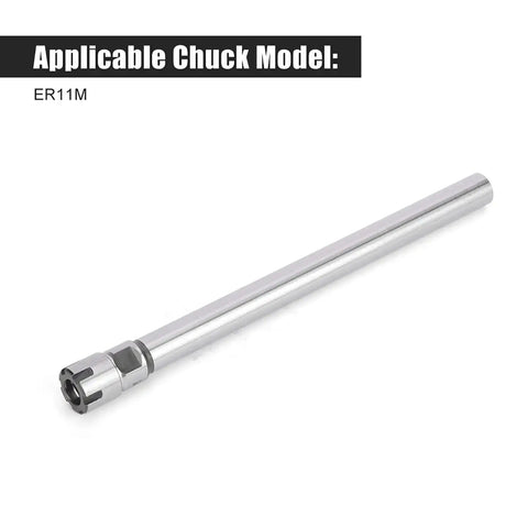 ER11M-150L Straight Shank Collet Chuck Holder for CNC Milling and Lathe Work, showing 150mm long precision tooling.