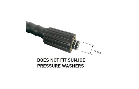 Pressure washer hose end connector, black plastic coupling with 14 mm M22 adapter and dual O-rings