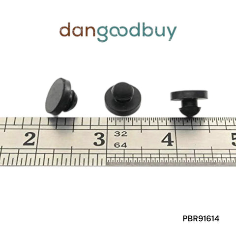 Ridged Stem Rubber Push-In Bumper 9/16 Inch Diameter Fits 1/4 Inch Hole In 1/8 Inch Thick Material next to ruler