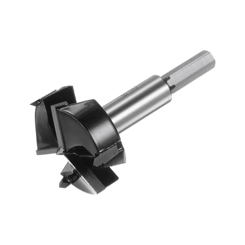 Pro Grade 50mm Forstner Drill Bit With Tungsten Carbide Tips 3 Flutes And 4 Spurs Hex Shank side view