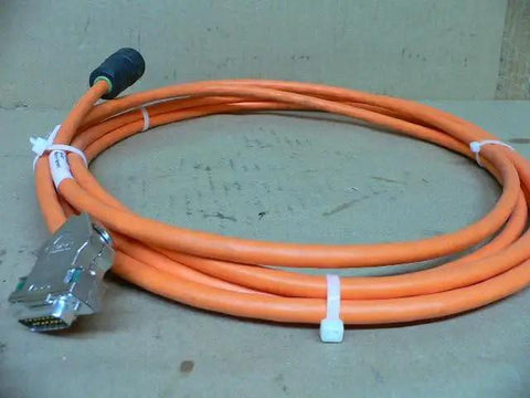Servo motor cable RKG0001/005.00 R911307321-01-35-234, shielded 5-pin single unit industrial automation assembly, coiled orange cable