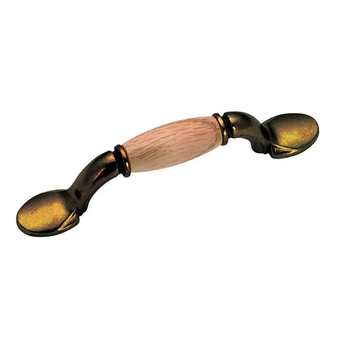 Cherbourg Collection 3-Inch Center-To-Center Cabinet And Drawer Pull In Oak And Burnished Brass Finish For Kitchen Bath And Furniture