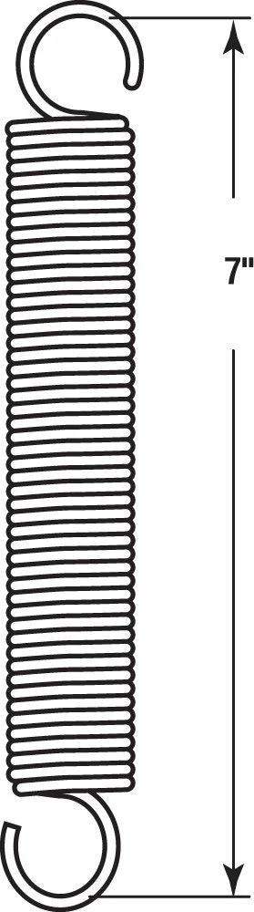 Prime-Line SP 9628 extension spring, nickel-plated steel, 0.105 GA, 1-1/16 in inner diameter, 7 in long, single-loop open ends
