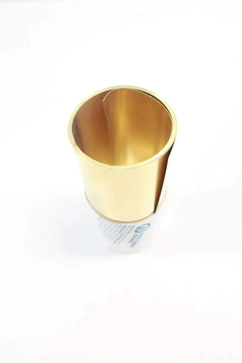 Brass Shim Stock Roll 6 Inch By 100 Inch 0.010 Inch Gauge Model 17415 standing vertically