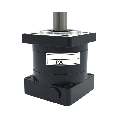 Front view of Beefy Planetary Gearbox For Nema 34 Stepper Motor 100 To 1 Gear Reduction with square frame and shafts visible.