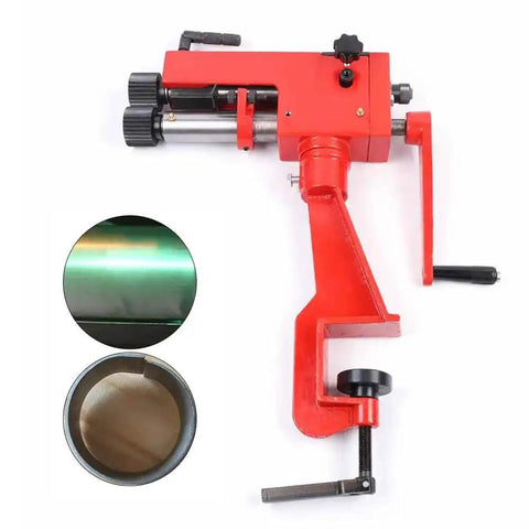 7 Inch Throat Sheet Metal Bead Roller Tool With 6 Die Sets for auto body fabrication, side view with handle and die sets