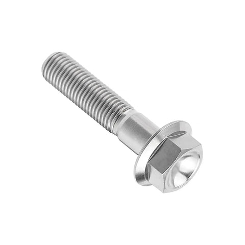 Titanium Beefy Flange Hex Bolt M10x45mm 1.25 Pitch Grade 5 6Al4V Ti Alloy, side view of precision-machined fastener