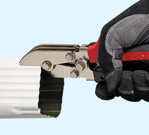 Five Blade Downspout Crimper Tool For Aluminum And Steel Delivers A One And A Quarter Inch Double Crimp on metal downspout