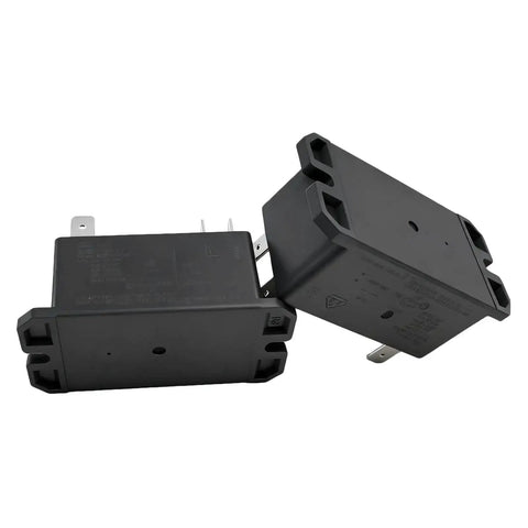 Beefy 12V DC 30A General-Purpose Relay For PCB Or Panel Mount, DPST-NO, in black with flange, shown in a 2-Pack set