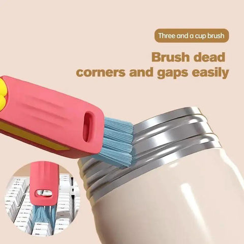 3 In 1 Cup Lid Gap Cleaning Brush For Bottles And Mugs Crevice Cleaner brushing metal bottle rim